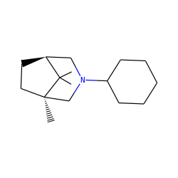 CC1(C)[C@H]2CC[C@]1(C)CN(C1CCCCC1)C2 ZINC000026392669