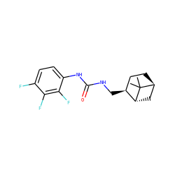CC1(C)[C@H]2CC[C@H](CNC(=O)Nc3ccc(F)c(F)c3F)[C@H]1C2 ZINC000169324274
