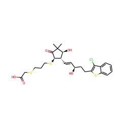 CC1(C)C(=O)[C@H](SCCCSCC(=O)O)[C@@H](/C=C/[C@H](O)CCc2sc3ccccc3c2Cl)[C@@H]1O ZINC000136586927