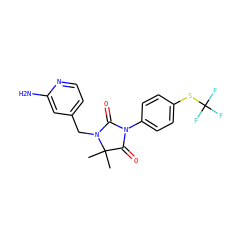 CC1(C)C(=O)N(c2ccc(SC(F)(F)F)cc2)C(=O)N1Cc1ccnc(N)c1 ZINC000071296944