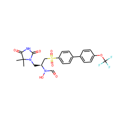 CC1(C)C(=O)NC(=O)N1C[C@@H](CS(=O)(=O)c1ccc(-c2ccc(OC(F)(F)F)cc2)cc1)N(O)C=O ZINC000026385209