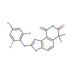 CC1(C)C(=O)NC(=O)c2c1ccc1[nH]c(Nc3c(Br)cc(Br)cc3Br)nc21 ZINC000027079873