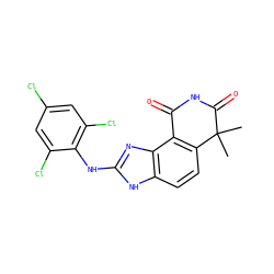 CC1(C)C(=O)NC(=O)c2c1ccc1[nH]c(Nc3c(Cl)cc(Cl)cc3Cl)nc21 ZINC000013475187