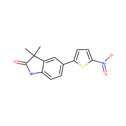 CC1(C)C(=O)Nc2ccc(-c3ccc([N+](=O)[O-])s3)cc21 ZINC000013860674