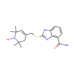 CC1(C)C=C(CSc2nc3c(C(N)=O)cccc3[nH]2)CC(C)(C)N1O ZINC000084723866