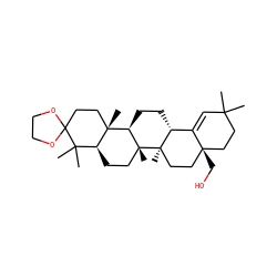 CC1(C)C=C2[C@H]3CC[C@@H]4[C@@]5(C)CCC6(OCCO6)C(C)(C)[C@@H]5CC[C@@]4(C)[C@]3(C)CC[C@@]2(CO)CC1 ZINC000653725591