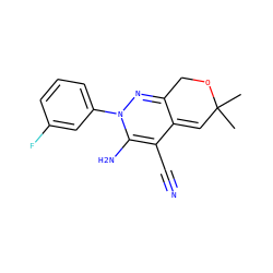 CC1(C)C=C2C(=NN(c3cccc(F)c3)C(N)=C2C#N)CO1 ZINC000013838714