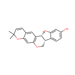 CC1(C)C=Cc2cc3c(cc2O1)OC[C@H]1c2ccc(O)cc2O[C@@H]31 ZINC000014613195
