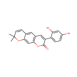 CC1(C)C=Cc2cc3cc(-c4ccc(O)cc4O)c(=O)oc3cc2O1 ZINC001772650719