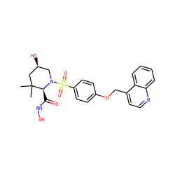 CC1(C)C[C@@H](O)CN(S(=O)(=O)c2ccc(OCc3ccnc4ccccc34)cc2)[C@H]1C(=O)NO ZINC000028470660