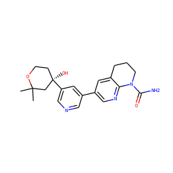 CC1(C)C[C@](O)(c2cncc(-c3cnc4c(c3)CCCN4C(N)=O)c2)CCO1 ZINC001772628154