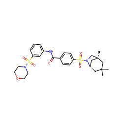 CC1(C)C[C@H]2C[C@@](C)(CN2S(=O)(=O)c2ccc(C(=O)Nc3cccc(S(=O)(=O)N4CCOCC4)c3)cc2)C1 ZINC000100613622