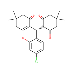 CC1(C)CC(=O)C([C@H]2C3=C(CC(C)(C)CC3=O)Oc3cc(Cl)ccc32)C(=O)C1 ZINC000101200016