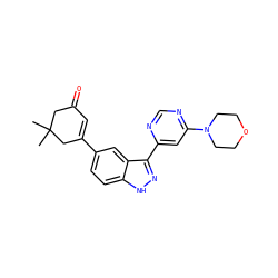 CC1(C)CC(=O)C=C(c2ccc3[nH]nc(-c4cc(N5CCOCC5)ncn4)c3c2)C1 ZINC000225559396