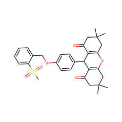 CC1(C)CC(=O)C2=C(C1)OC1=C(C(=O)CC(C)(C)C1)C2c1ccc(OCc2ccccc2S(C)(=O)=O)cc1 ZINC000299870928
