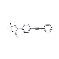 CC1(C)CC(=O)N(c2ccc(C#Cc3ccccc3)nn2)C1 ZINC000144444557