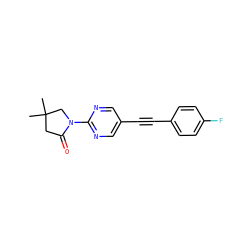 CC1(C)CC(=O)N(c2ncc(C#Cc3ccc(F)cc3)cn2)C1 ZINC000144077798