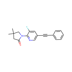 CC1(C)CC(=O)N(c2ncc(C#Cc3ccccc3)cc2F)C1 ZINC000144052717