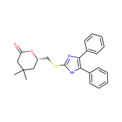 CC1(C)CC(=O)O[C@H](CSc2nc(-c3ccccc3)c(-c3ccccc3)[nH]2)C1 ZINC000013730592