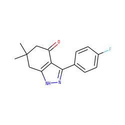 CC1(C)CC(=O)c2c(-c3ccc(F)cc3)n[nH]c2C1 ZINC000000090936
