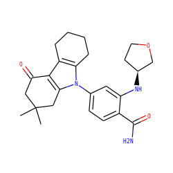 CC1(C)CC(=O)c2c3c(n(-c4ccc(C(N)=O)c(N[C@H]5CCOC5)c4)c2C1)CCCC3 ZINC000169308156