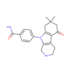CC1(C)CC(=O)c2c3c(n(-c4ccc(C(N)=O)cc4)c2C1)CNCC3 ZINC000169307786