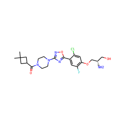 CC1(C)CC(C(=O)N2CCN(c3noc(-c4cc(F)c(OC[C@@H](N)CO)cc4Cl)n3)CC2)C1 ZINC000299836905
