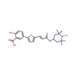 CC1(C)CC(NC(=O)/C=C/c2ccc(-c3ccc(O)c(C(=O)O)c3)o2)CC(C)(C)N1[O] ZINC000101084255