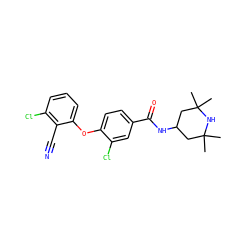 CC1(C)CC(NC(=O)c2ccc(Oc3cccc(Cl)c3C#N)c(Cl)c2)CC(C)(C)N1 ZINC000146109785