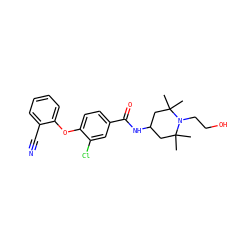 CC1(C)CC(NC(=O)c2ccc(Oc3ccccc3C#N)c(Cl)c2)CC(C)(C)N1CCO ZINC000169342002