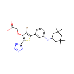 CC1(C)CC(Nc2cccc(-c3sc(-c4nnn[nH]4)c(OCC(=O)O)c3Br)c2)CC(C)(C)C1 ZINC000028887027