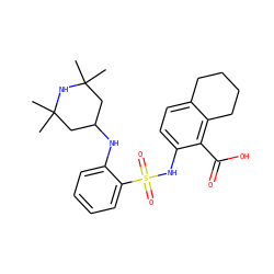 CC1(C)CC(Nc2ccccc2S(=O)(=O)Nc2ccc3c(c2C(=O)O)CCCC3)CC(C)(C)N1 ZINC000064403855