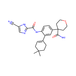 CC1(C)CC=C(c2cc(C3(C(N)=O)CCOCC3)ccc2NC(=O)c2ncc(C#N)[nH]2)CC1 ZINC000146882960