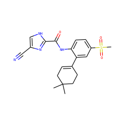 CC1(C)CC=C(c2cc(S(C)(=O)=O)ccc2NC(=O)c2nc(C#N)c[nH]2)CC1 ZINC000103285583