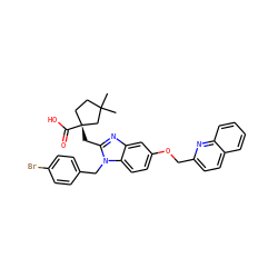 CC1(C)CC[C@@](Cc2nc3cc(OCc4ccc5ccccc5n4)ccc3n2Cc2ccc(Br)cc2)(C(=O)O)C1 ZINC000219432374