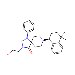 CC1(C)CC[C@H](N2CCC3(CC2)C(=O)N(CCO)CN3c2ccccc2)c2ccccc21 ZINC000040406514