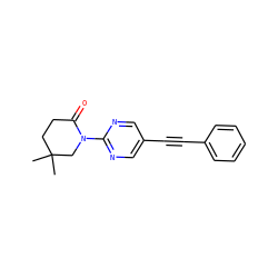 CC1(C)CCC(=O)N(c2ncc(C#Cc3ccccc3)cn2)C1 ZINC000144287035