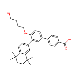CC1(C)CCC(C)(C)c2cc(-c3cc(-c4ccc(C(=O)O)cc4)ccc3OCCCCO)ccc21 ZINC000068087554