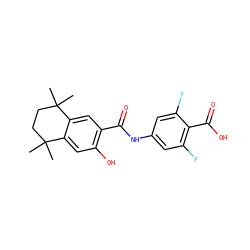 CC1(C)CCC(C)(C)c2cc(C(=O)Nc3cc(F)c(C(=O)O)c(F)c3)c(O)cc21 ZINC000013649048