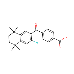 CC1(C)CCC(C)(C)c2cc(C(=O)c3ccc(C(=O)O)cc3)c(F)cc21 ZINC000013738444