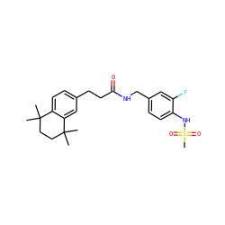 CC1(C)CCC(C)(C)c2cc(CCC(=O)NCc3ccc(NS(C)(=O)=O)c(F)c3)ccc21 ZINC000040429798
