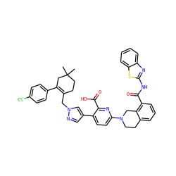 CC1(C)CCC(Cn2cc(-c3ccc(N4CCc5cccc(C(=O)Nc6nc7ccccc7s6)c5C4)nc3C(=O)O)cn2)=C(c2ccc(Cl)cc2)C1 ZINC000205403609