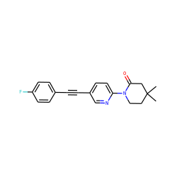 CC1(C)CCN(c2ccc(C#Cc3ccc(F)cc3)cn2)C(=O)C1 ZINC000144046066