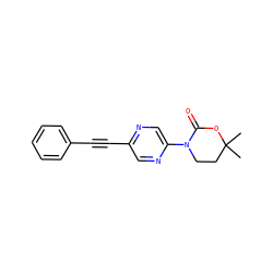 CC1(C)CCN(c2cnc(C#Cc3ccccc3)cn2)C(=O)O1 ZINC000144938502