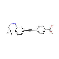 CC1(C)CCNc2cc(C#Cc3ccc(C(=O)O)cc3)ccc21 ZINC000026468527