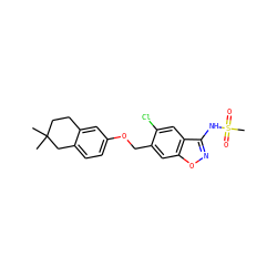 CC1(C)CCc2cc(OCc3cc4onc(NS(C)(=O)=O)c4cc3Cl)ccc2C1 ZINC000218184817