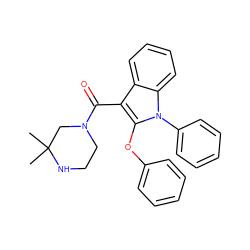 CC1(C)CN(C(=O)c2c(Oc3ccccc3)n(-c3ccccc3)c3ccccc23)CCN1 ZINC000064513340