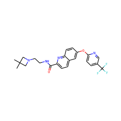CC1(C)CN(CCNC(=O)c2ccc3cc(Oc4ccc(C(F)(F)F)cn4)ccc3n2)C1 ZINC001772657435