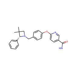 CC1(C)CN(Cc2ccc(Oc3ccc(C(N)=O)cn3)cc2)[C@@H]1c1ccccc1 ZINC000073141965