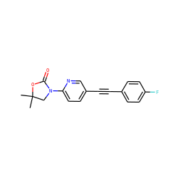 CC1(C)CN(c2ccc(C#Cc3ccc(F)cc3)cn2)C(=O)O1 ZINC000144358633